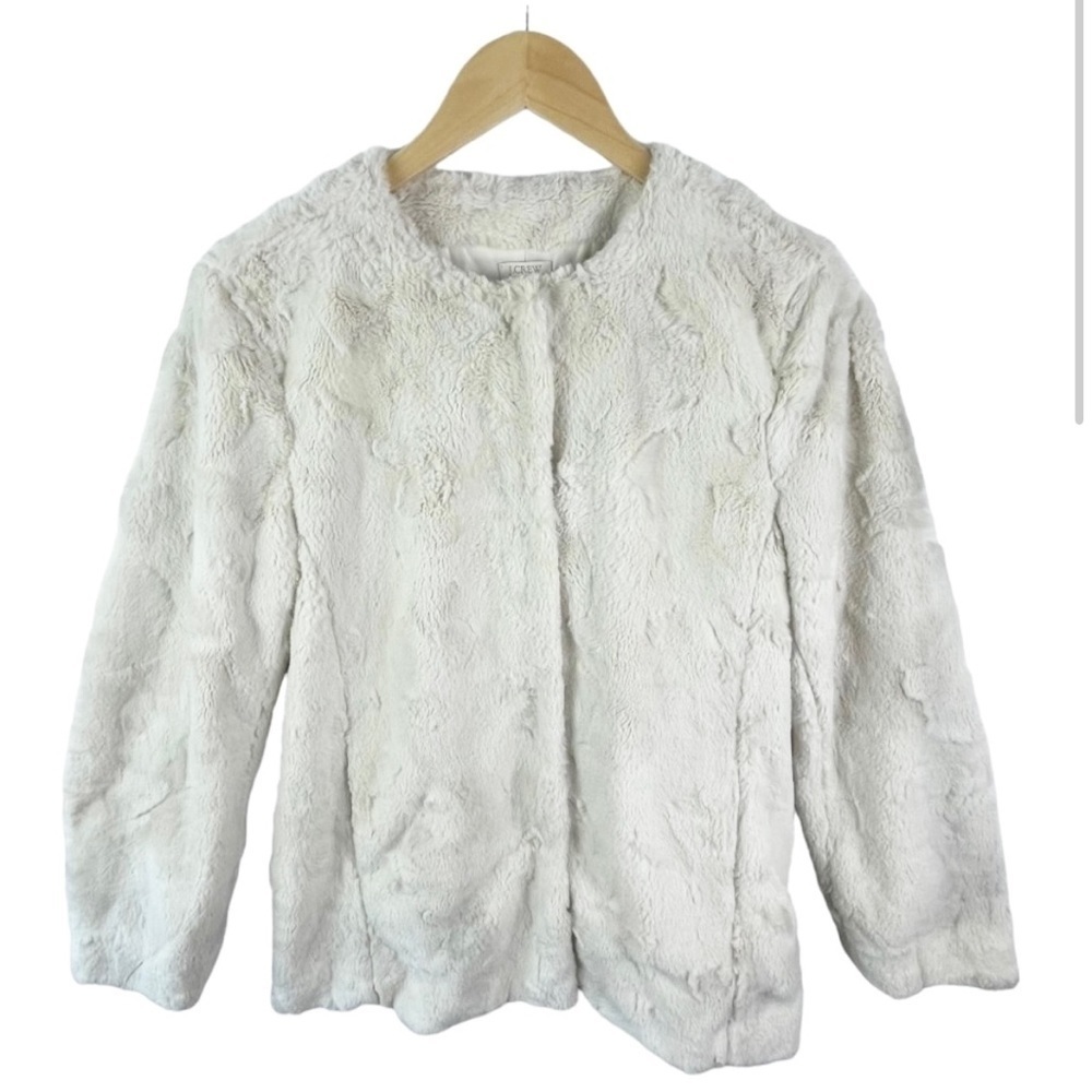 J. Crew Faux Fur Teddy Bear Coat White Size Medium - Picture 4 of 11